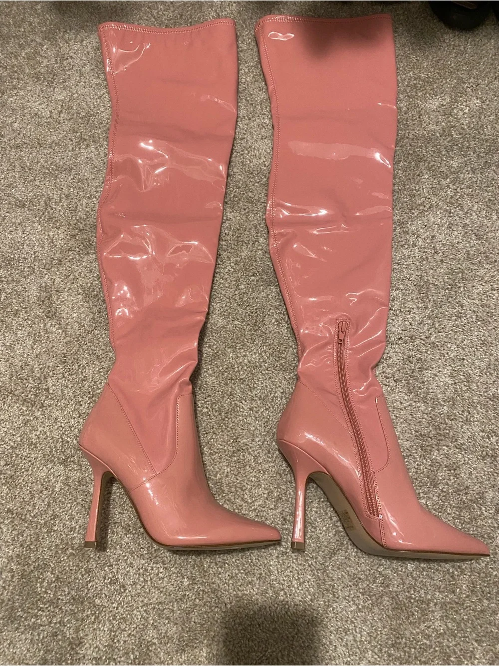 Steve Madden Pink Patent Over-the-Knee Stiletto Boots